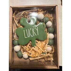 Rae Dunn Green & White Canister Garland– “LUCKY” – Perfect for St. Patrick’s Day